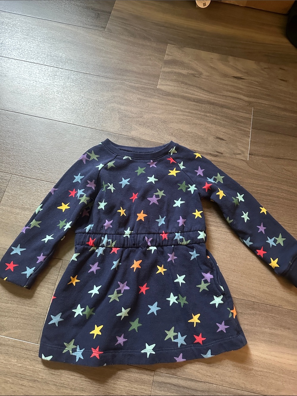 Primary Navy Long Sleeve Star Print Dress